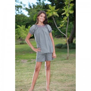 pyjama fille short gris coton