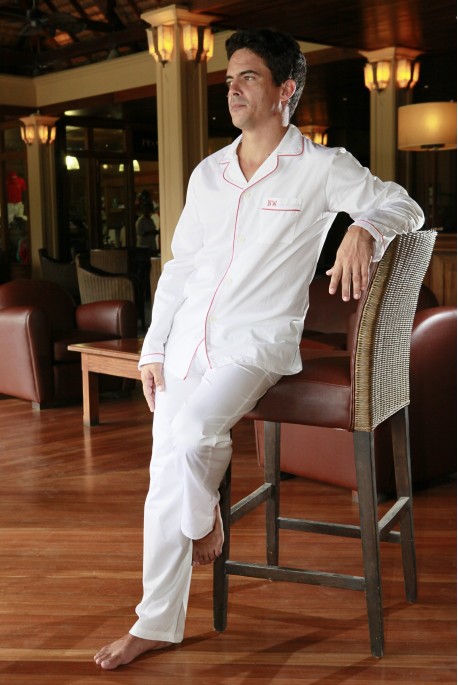 Pyjama long blanc Homme luxe Charles