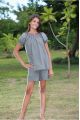 Pyjashort Fille Manche Ballon Blanche Gris Foncé