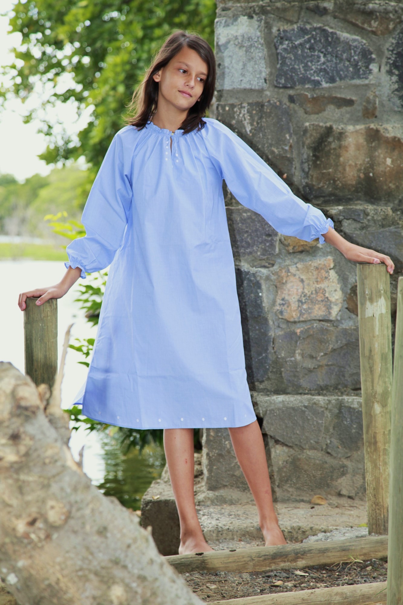 Chemise de Nuit Myrtille Fil Fil Ciel L orangerie