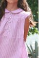 Pyjacourt Fille Volant Epaule Garance Rayure Framboise