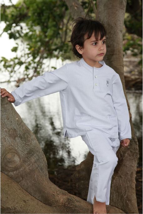 Pyjama Garcon Grégoire rayé gris