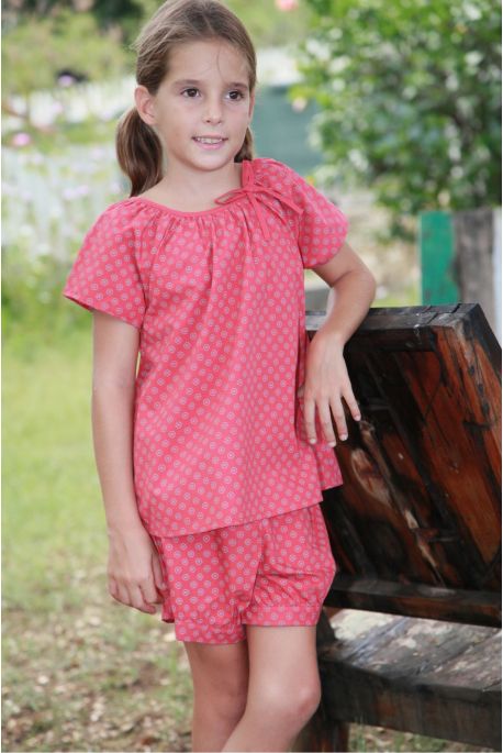 Pyjacourt Fille Short Boule rouge brique Honorine