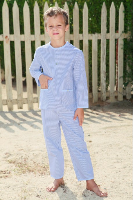 Pyjama Garçon 3 ans Grégoire rayé Ciel