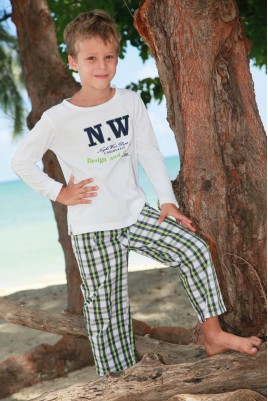 Green Navy Check Pyjama for boys