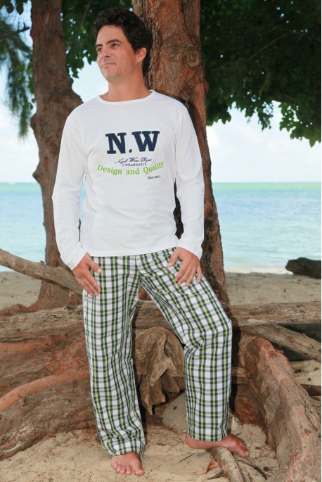 Green Navy Check Pyjama for Men