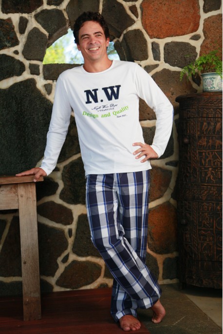 Blauw ruitje Pyjama voor Heren