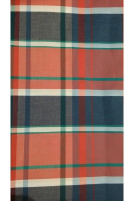 TISSU POPELINE CARREAU BLEU ROUGE