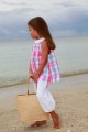 Pyjama enfant Fille Albertine rose et blanc