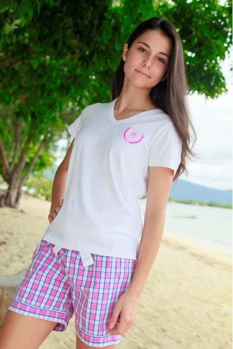 Ladies’ pink checks Pyjama Venance