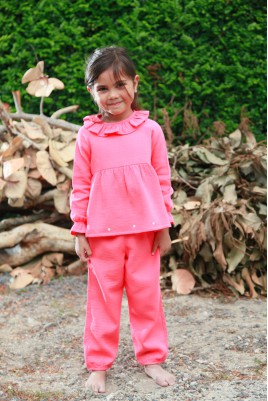 Girls' coral pink pyjama