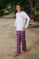 Pyjama Long Twill Carreau Rouge Bleu Garçon Gonzague Jr