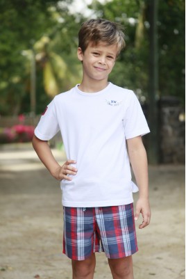 Navy Red check short pyjama for boys