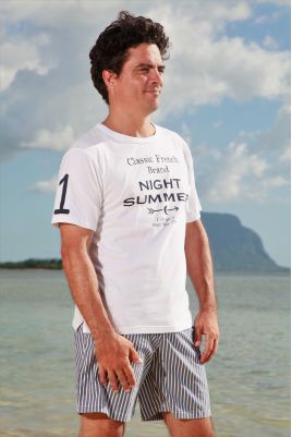 Pyjama court à rayures Tennis Marine pour homme Senior
