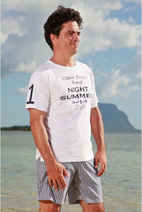 Pyjama court à rayures Tennis Marine pour homme Senior