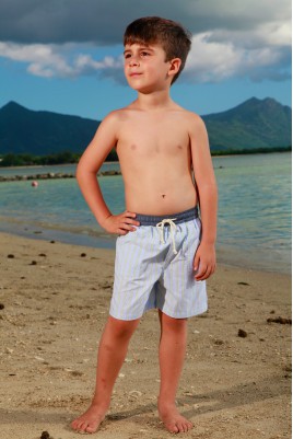 Maillot de bain Garçon Poisson à rayures ciel et vert pomme