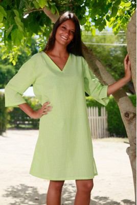 Chemise de Nuit Femme Nina Voile Fine rayure Verte