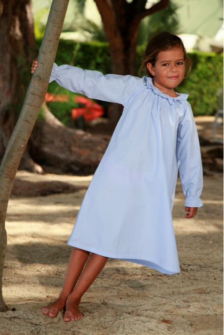 Chemise de Nuit à rayure Bleu Ciel pour Fille Amicie