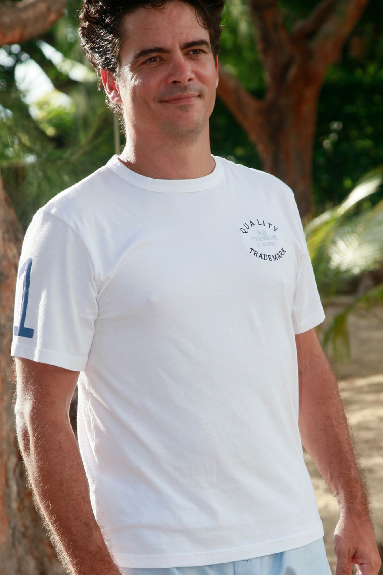 T-shirt en coton manches courtes blanc homme