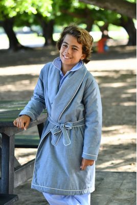 Robe de Chambre pour Garçons en tissu Chambray