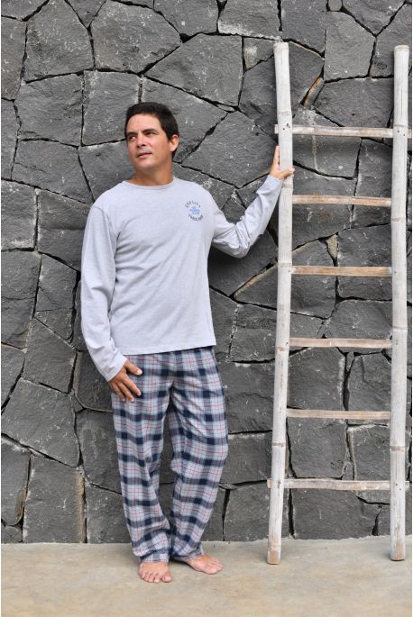 Pyjama Long pour Homme Gris chiné 100% Coton Gonzague
