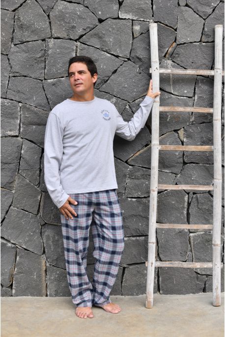 Pyjama Long pour Homme Gris chiné 100% Coton Gonzague - L'orangerie