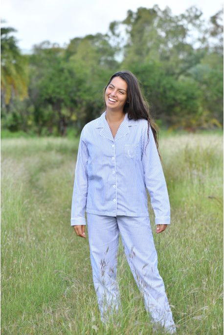 Pyjama pour Femme à Rayures Lilas Gloria