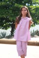 Pyjacourt Fille Volant Epaule Garance Rayure Framboise